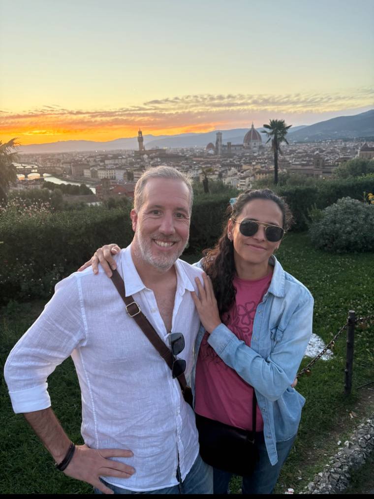 Vero y Santi al atardecer en Florencia